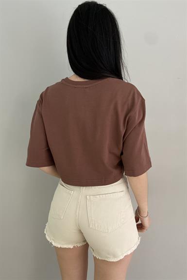 BİSİKLET YAKA CROP TSHIRT