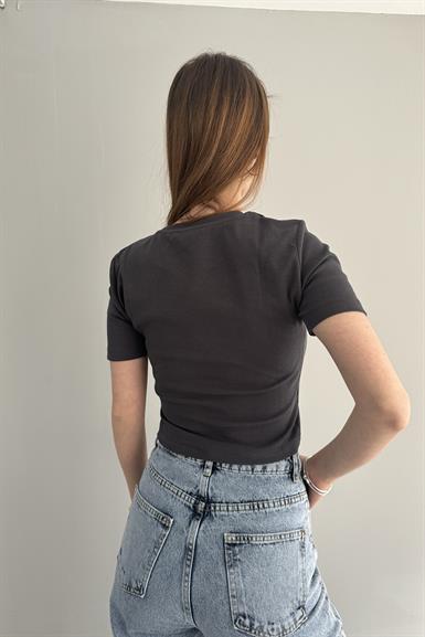 BİSİKLET YAKA CROP TSHIRT