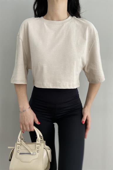 BİSİKLET YAKA CROP TSHIRT
