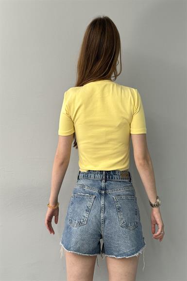 BİSİKLET YAKA CROP TSHIRT