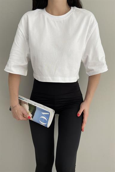 BİSİKLET YAKA CROP TSHIRT