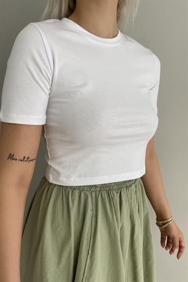 BİSİKLET YAKA CROP TSHIRT