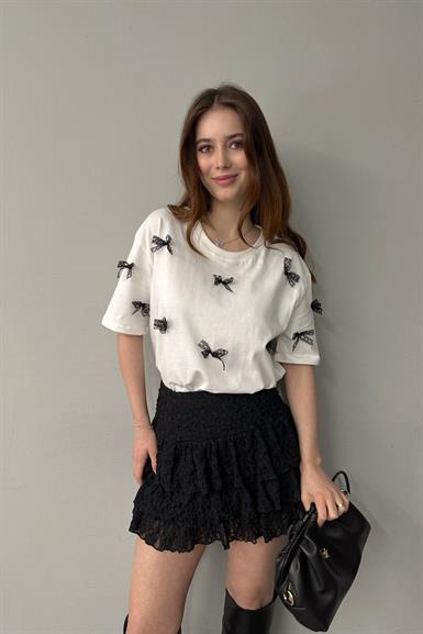 BİSİKLET YAKA FİYONK DETAY TSHIRT