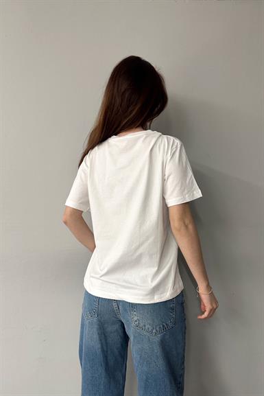 BİSİKLET YAKA LOS ANGELES BASKI TSHIRT
