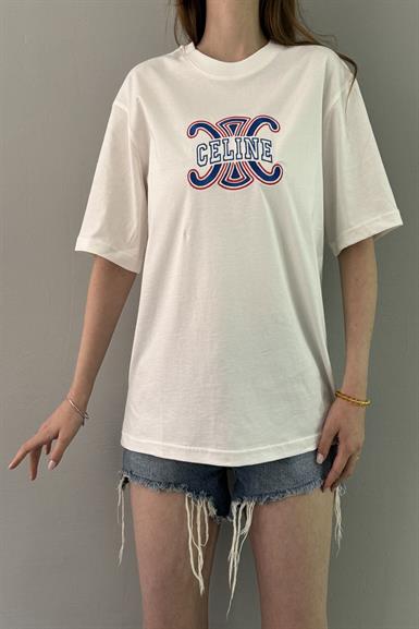 BİSİKLET YAKA NAKIŞ DETAY TSHIRT