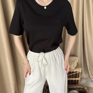 BİSİKLET YAKA NAKIŞ DETAYLI TSHIRT