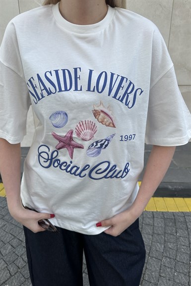 BİSİKLET YAKA NAKIŞ DETAYLI TSHIRT