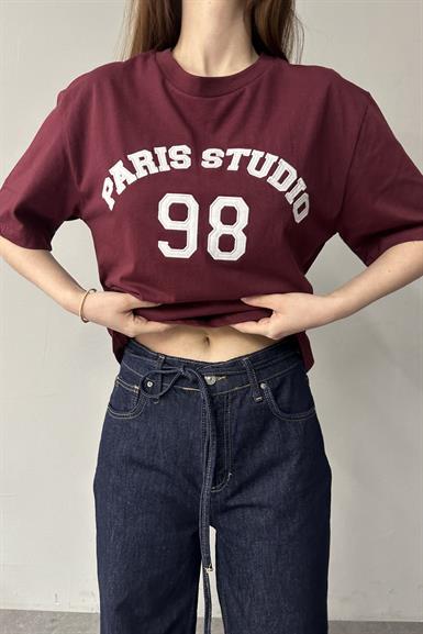 BİSİKLET YAKA NAKIŞ DETAYLI TSHIRT
