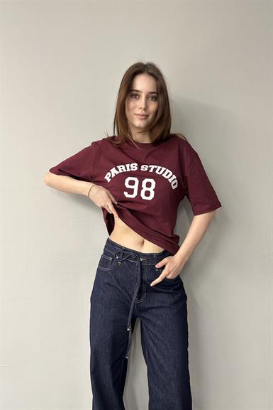 BİSİKLET YAKA NAKIŞ DETAYLI TSHIRT