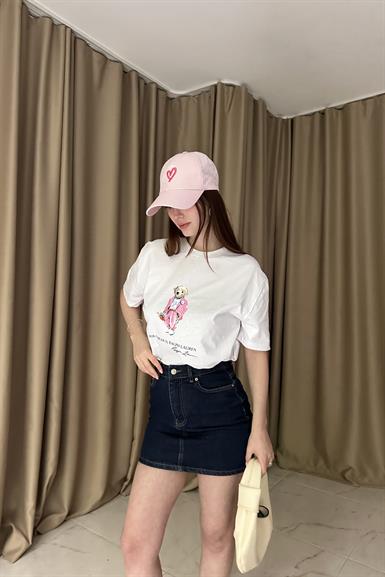 BİSİKLET YAKA NAKIŞLI TSHIRT