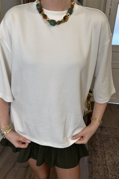BİSİKLET YAKA YANLARI YIRTMAÇLI MODAL TSHIRT