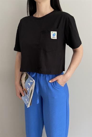 CEP DETAY CROP TSHIRT