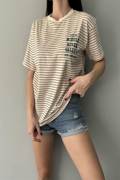 ÇİZGİ VE BASKI DETAY TSHIRT