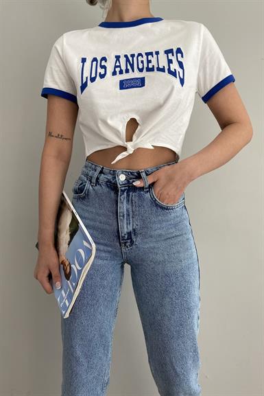 DÜĞÜM DETAY BASKILI CROP TSHIRT