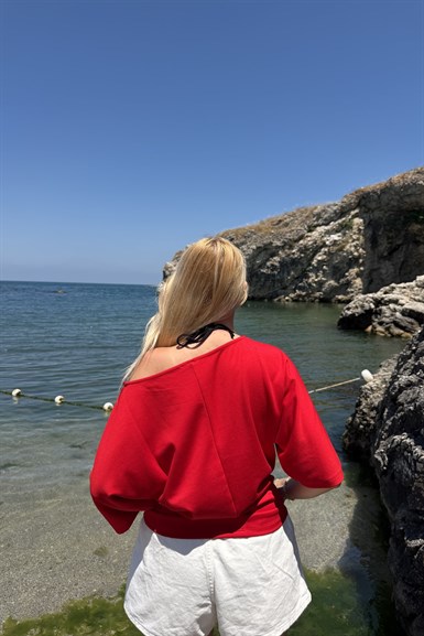 DÜŞÜK OMUZ BASKI DETAY TSHIRT