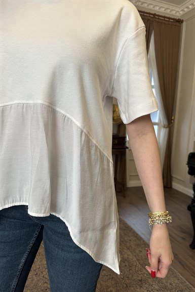 ETEĞİ DOKUMA GARNİLİ TSHIRT