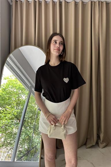 KALP TAŞ DETAYLI TSHIRT