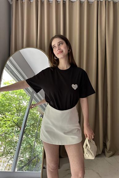 KALP TAŞ DETAYLI TSHIRT