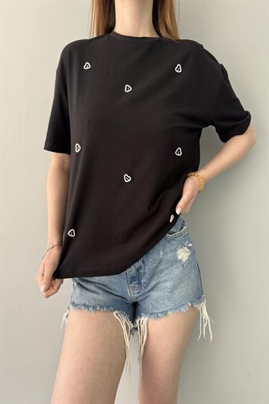 KALPLİ TAŞ DETAY TSHIRT