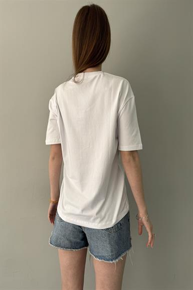 KALPLİ TAŞ DETAY TSHIRT