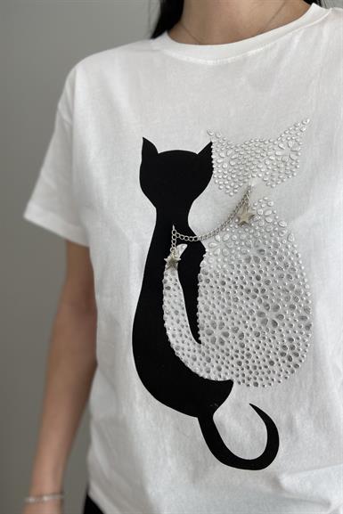 KEDİ BASKILI TSHIRT