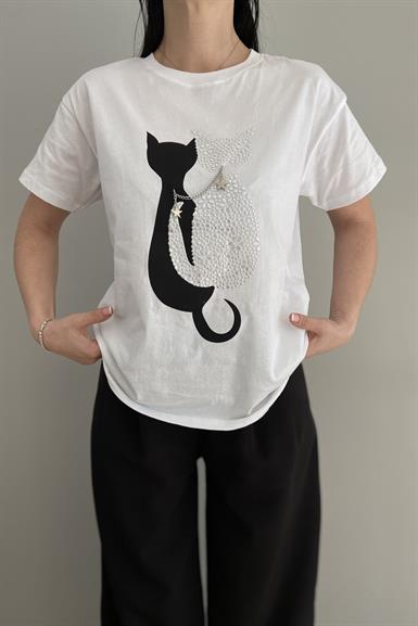 KEDİ BASKILI TSHIRT