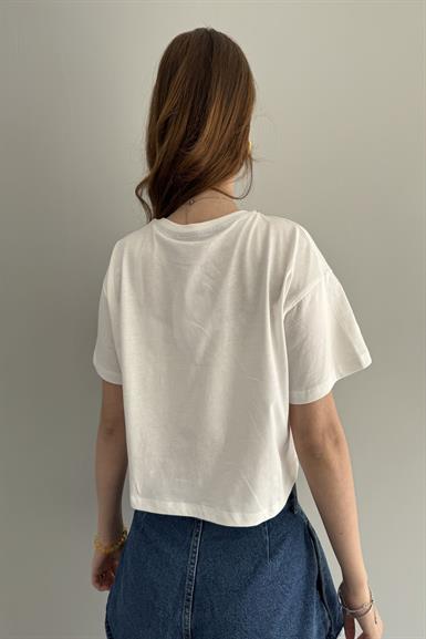 NAKIŞ DETAYLI CROP TSHIRT