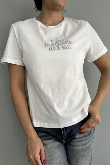 NAKIŞLI BİSİKLET YAKA TSHIRT