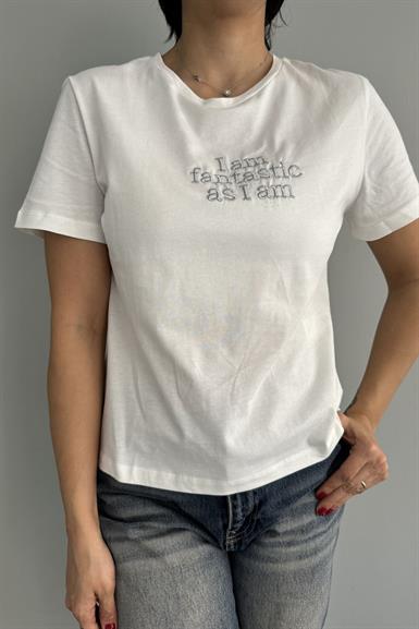 NAKIŞLI BİSİKLET YAKA TSHIRT