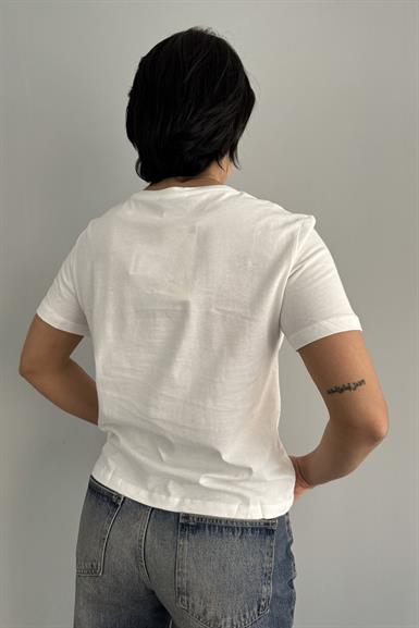 NAKIŞLI BİSİKLET YAKA TSHIRT