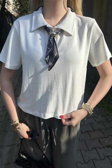POLO YAKA FULAR DETAY TSHIRT