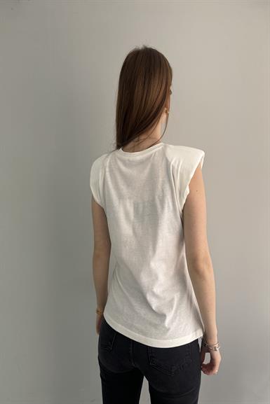 PUL VE BASKI DETAYLI VATKALI TSHIRT