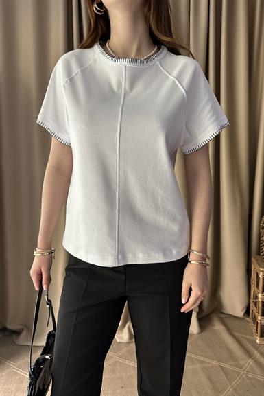 REGLAN KOL KONTTRAST DİKİŞLİ TSHIRT