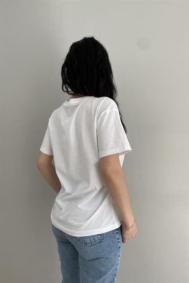 YAKA TAŞ DETAY TSHIRT