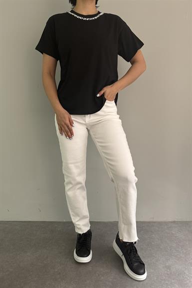 YAKASII TAŞLI TSHIRT