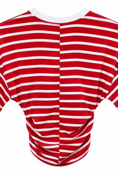 YAN BÜZGÜ DETAY ÇİZGİLİ TSHIRT