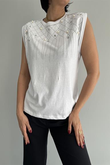 ZİNCİR VE TAŞ İŞLEMELİ TSHIRT