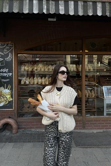 BİSİKLET YAKA SELANİK ÖRGÜ TRIKO YELEK
