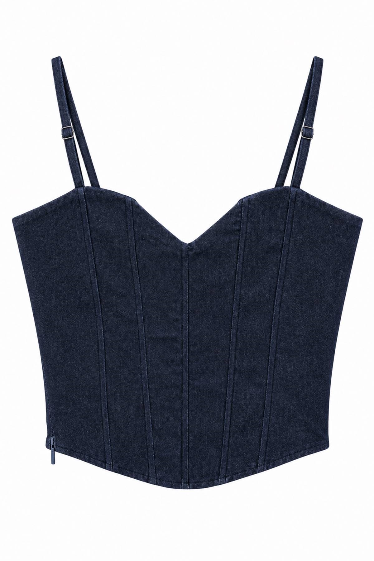 ASKILI CROP KOT BLUZ