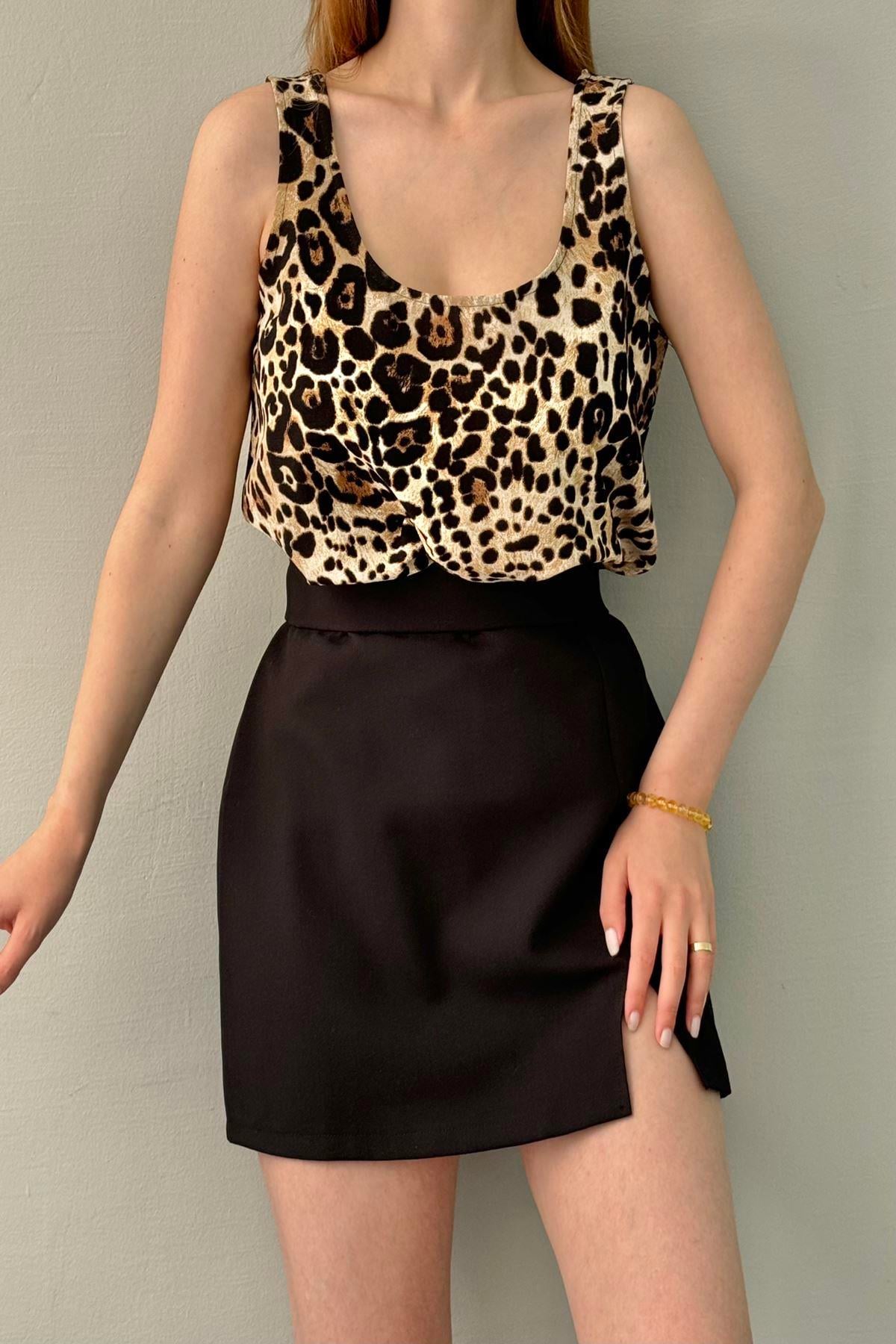 LEOPAR DESEN V YAKA ATLET