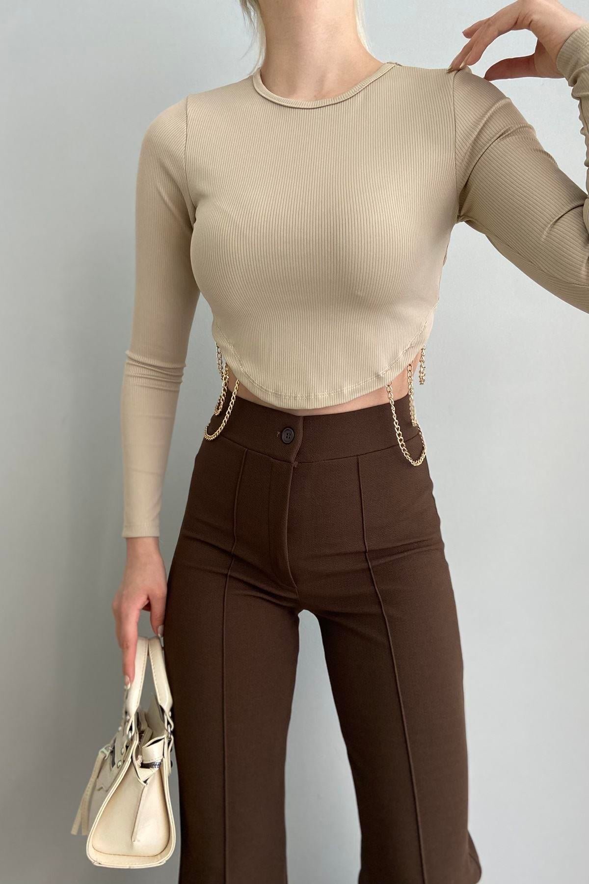 BEL AKSESUARLI CROP BLUZ