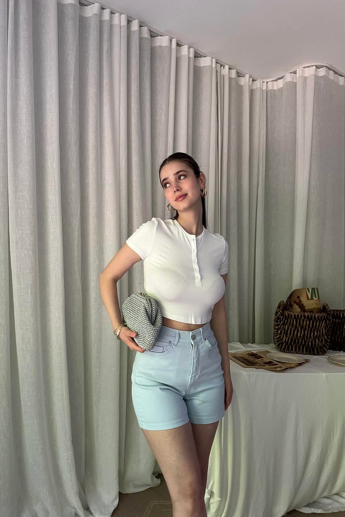 DÜĞME DETAY CROP TOP