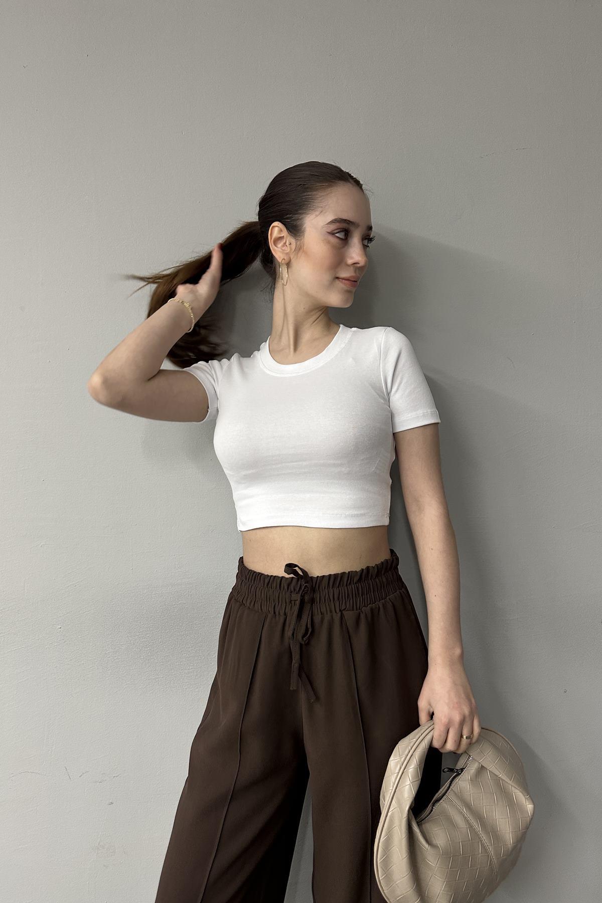 BİSİKLET YAKA KISA KOL CROP BADY