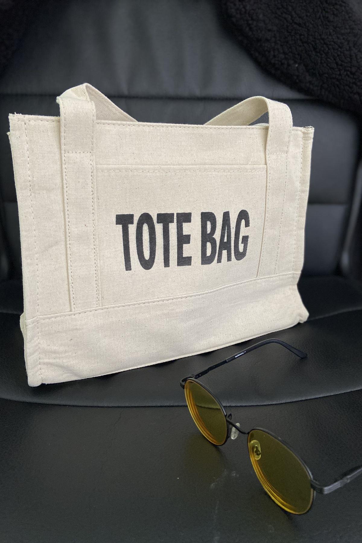 TOTE BAG BASKILI KANVAS ÇANTA