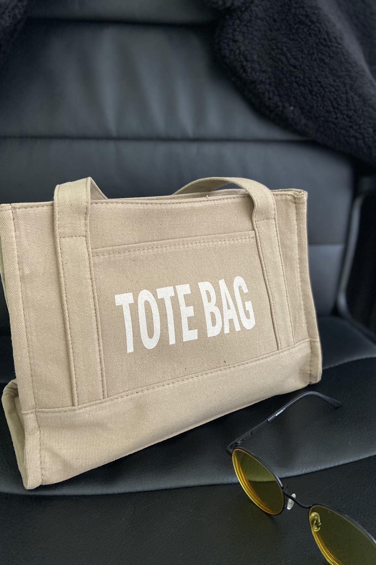 TOTE BAG BASKILI KANVAS ÇANTA