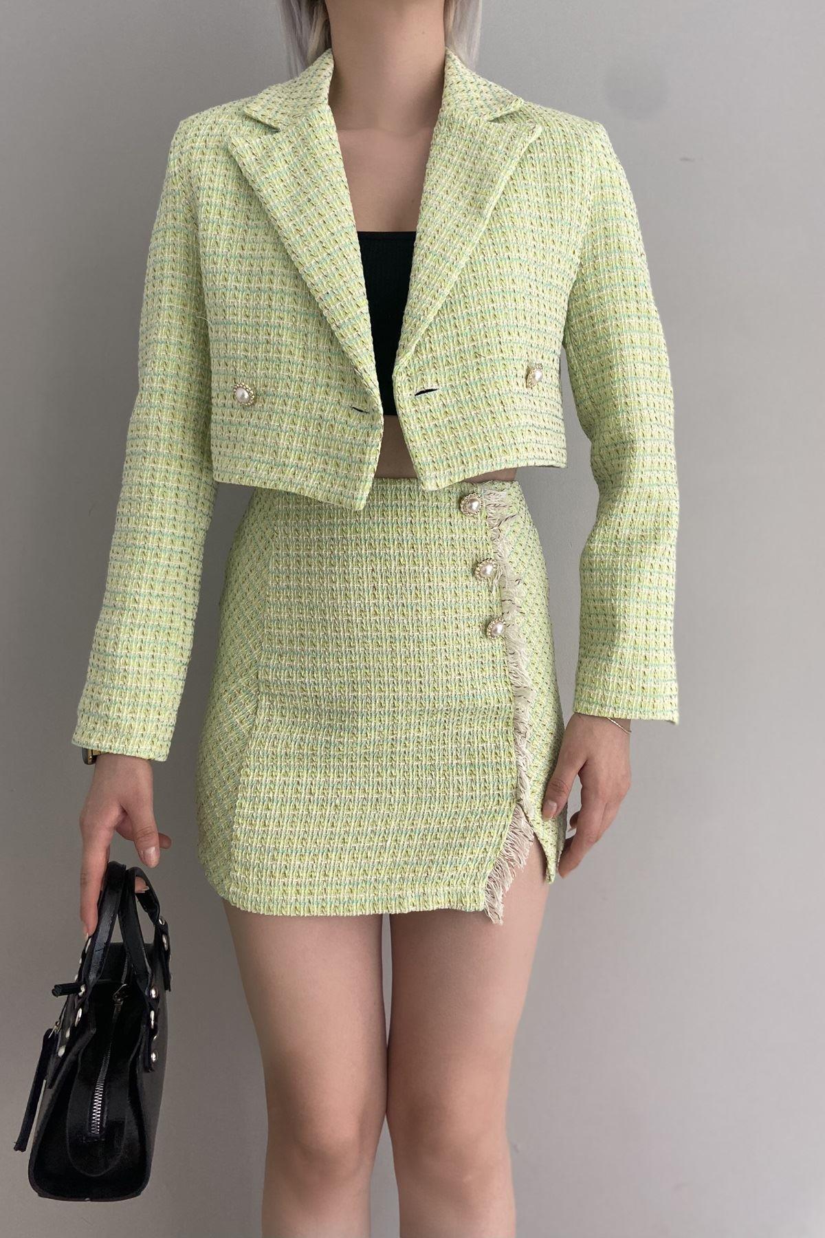 DÜĞMELİ CROP CEKET