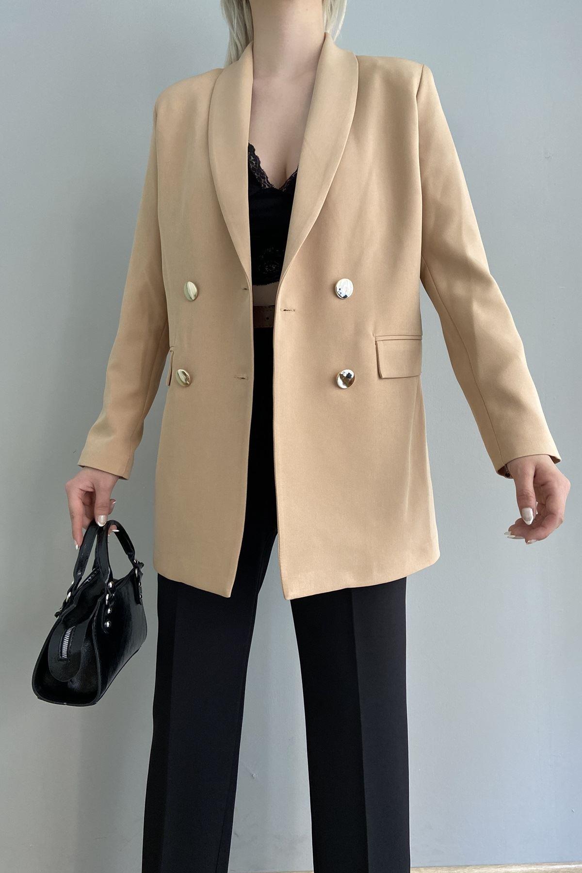 GOLD DÜĞME DETAY  BLAZER CEKET