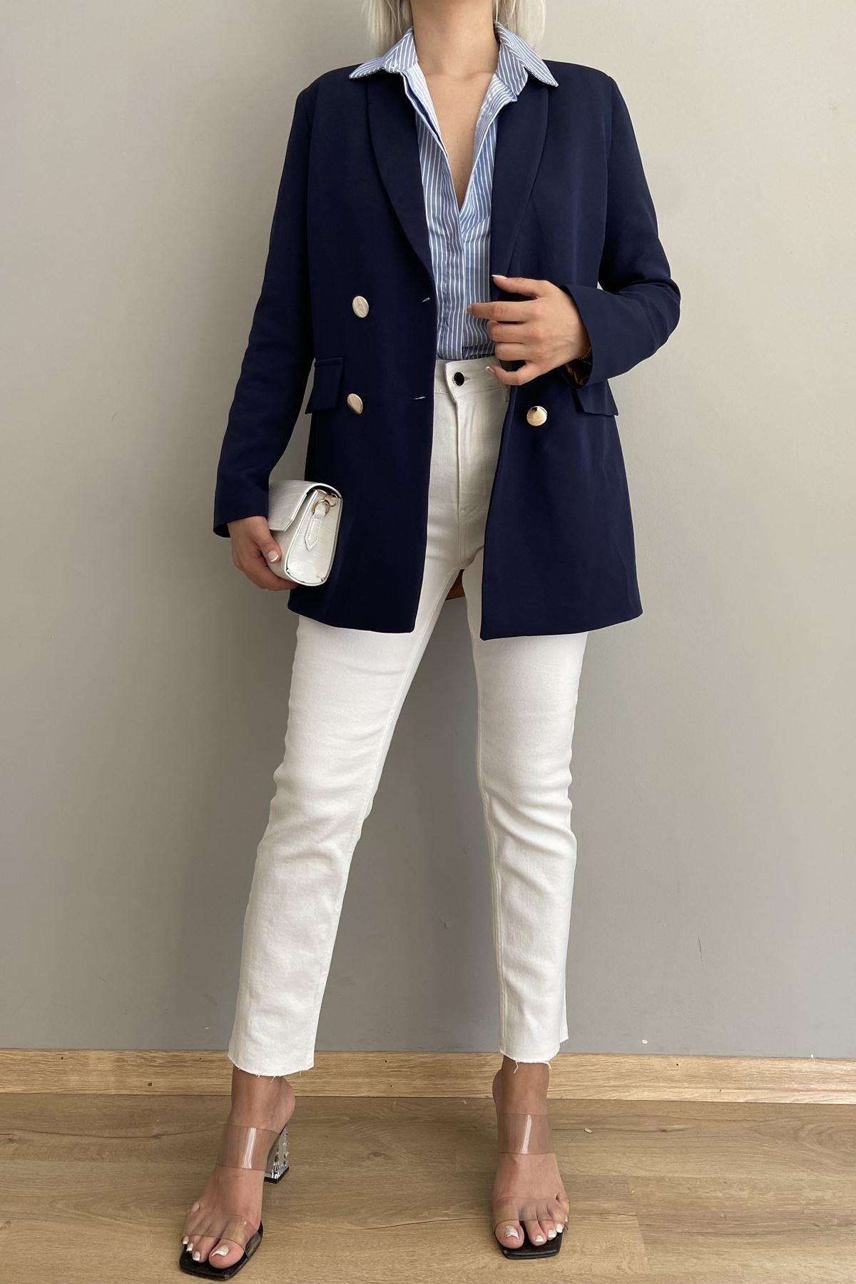 GOLD DÜĞME DETAY  BLAZER CEKET