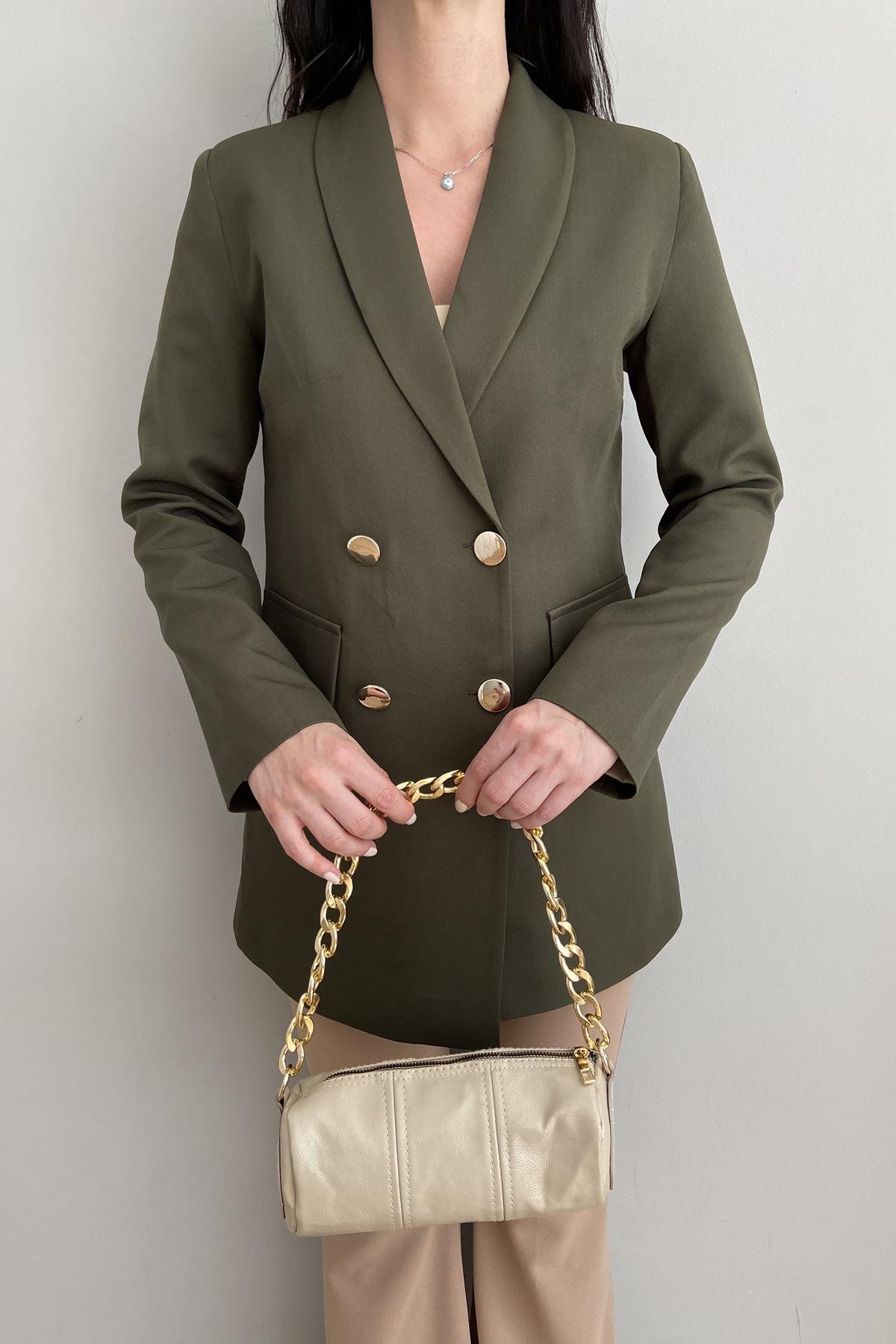 GOLD DÜĞME DETAY  BLAZER CEKET