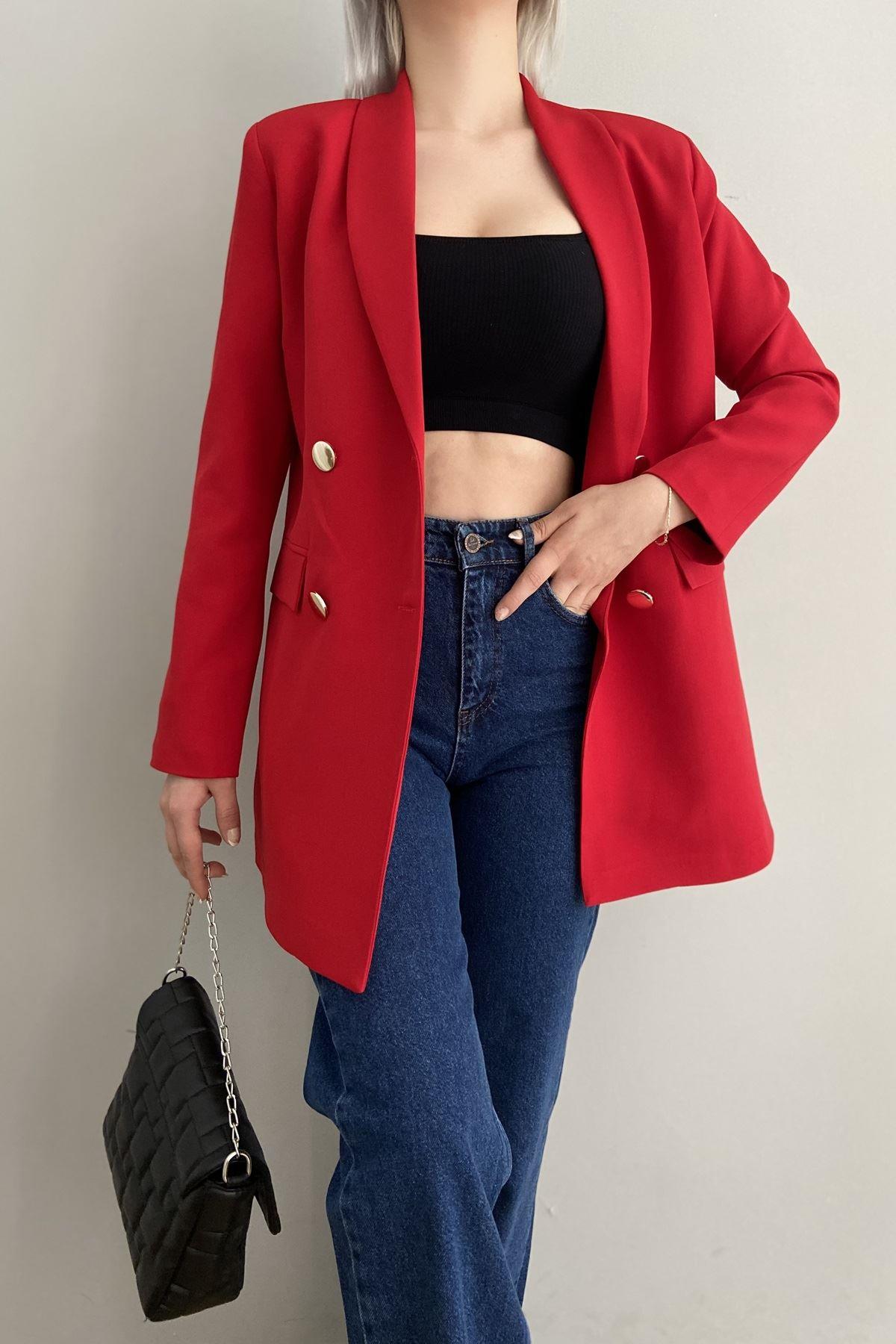 GOLD DÜĞME DETAY  BLAZER CEKET